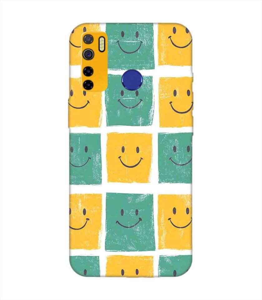 Printed Mobile Back Covers for Tecno Camon 15 close up pattern smiley faces