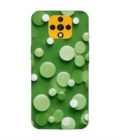 Printed Mobile Back Covers for Tecno Camon 16 Premier close up green background with white polka dots