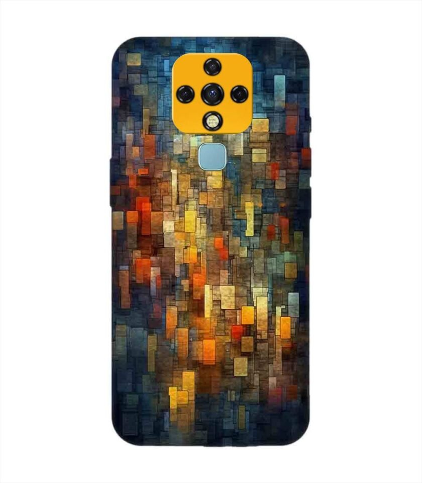 Printed Mobile Back Covers for Tecno Camon 16 Pro close up colorful mosaic squares shapes