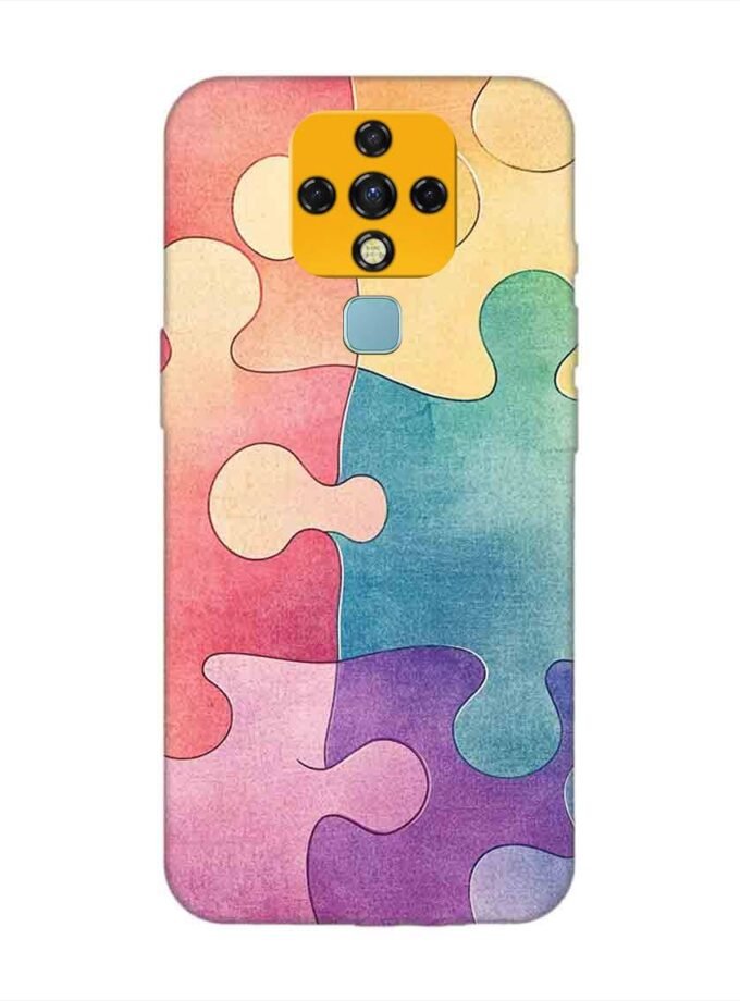 Printed Mobile Back Covers for Tecno Camon 16 Pro close up colorful puzzle piece