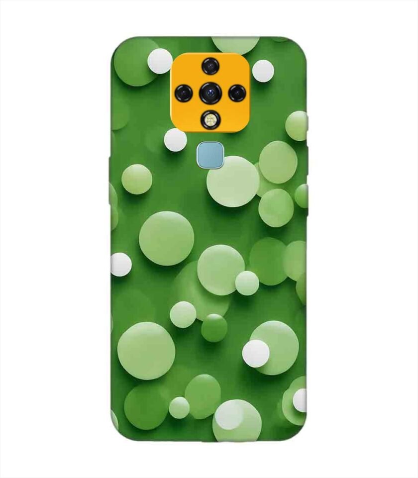 Printed Mobile Back Covers for Tecno Camon 16 Pro close up green background with white polka dots