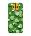 Printed Mobile Back Covers for Tecno Camon 16 close up green background with white polka dots