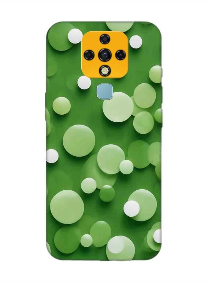 Printed Mobile Back Covers for Tecno Camon 16 close up green background with white polka dots