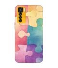 Printed Mobile Back Covers for Tecno Camon 17 Pro close up colorful puzzle piece