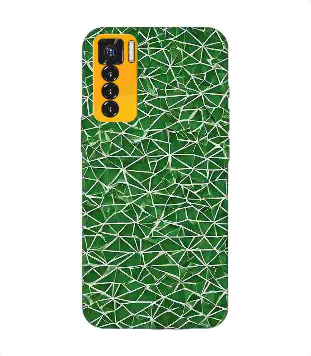 Printed Mobile Back Covers for Tecno Camon 17 Pro close up green white geometric pattern