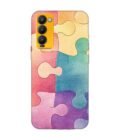 Printed Mobile Back Covers for Tecno Camon 18 close up colorful puzzle piece