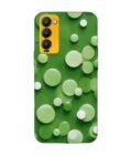 Printed Mobile Back Covers for Tecno Camon 18 close up green background with white polka dots