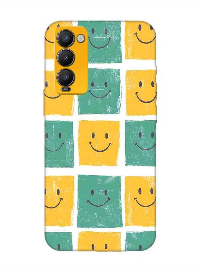 Printed Mobile Back Covers for Tecno Camon 18 close up pattern smiley faces
