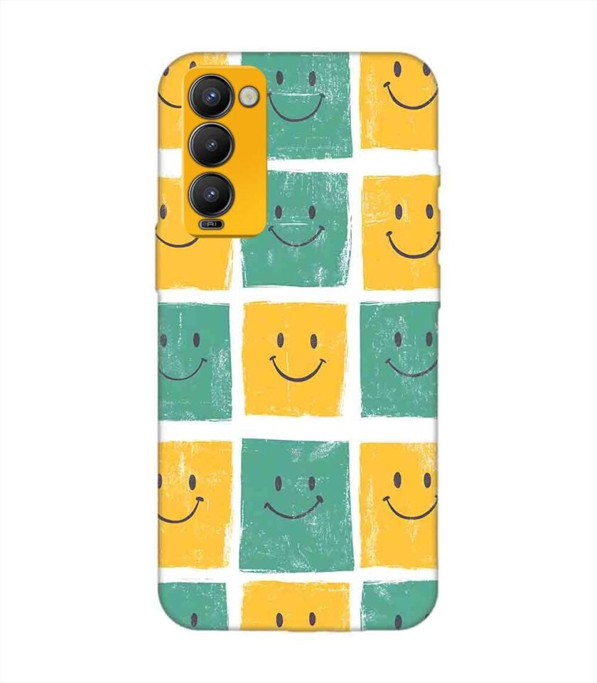 Printed Mobile Back Covers for Tecno Camon 18 close up pattern smiley faces