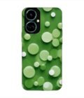 Printed Mobile Back Covers for Tecno Camon 19 close up green background with white polka dots