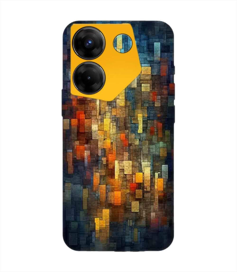 Printed Mobile Back Covers for Tecno Camon 20 Pro (5G) close up colorful mosaic squares shapes