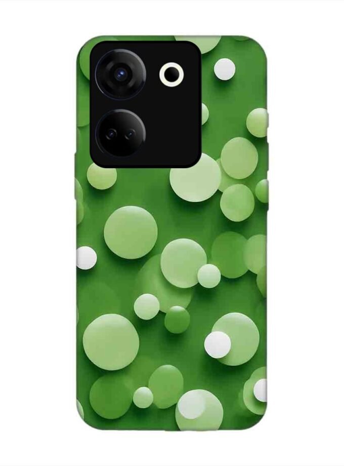 Printed Mobile Back Covers for Tecno Camon 20 close up green background with white polka dots