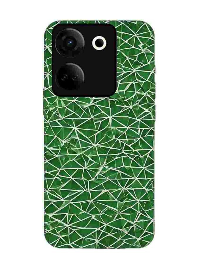 Printed Mobile Back Covers for Tecno Camon 20 close up green white geometric pattern