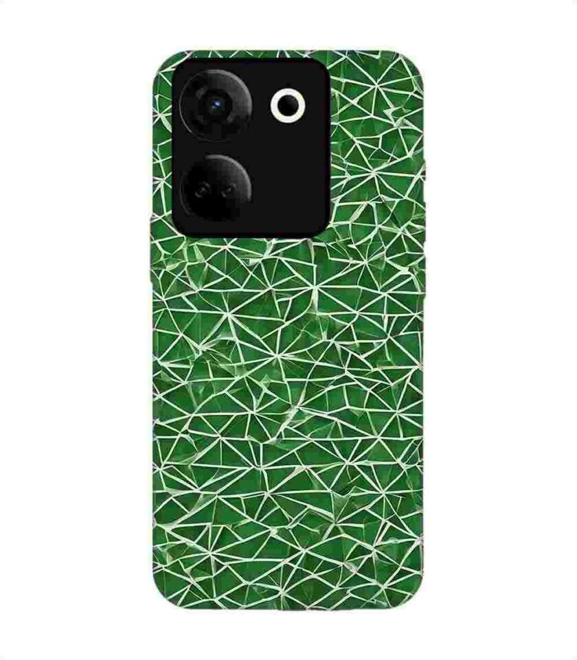 Printed Mobile Back Covers for Tecno Camon 20 close up green white geometric pattern