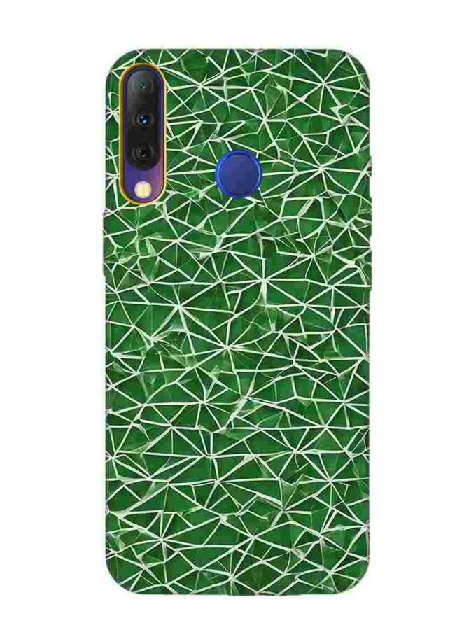 Printed Mobile Back Covers for Tecno Camon I4 close up green white geometric pattern