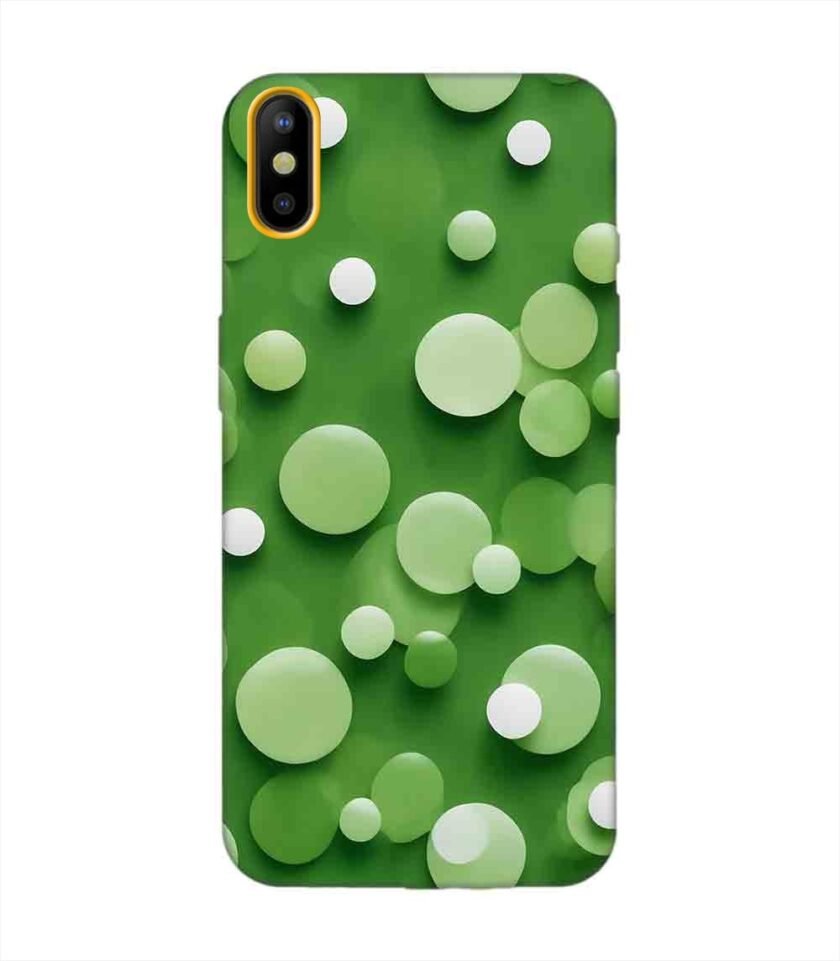 Printed Mobile Back Covers for Tecno Camon Iace 2 close up green background with white polka dots