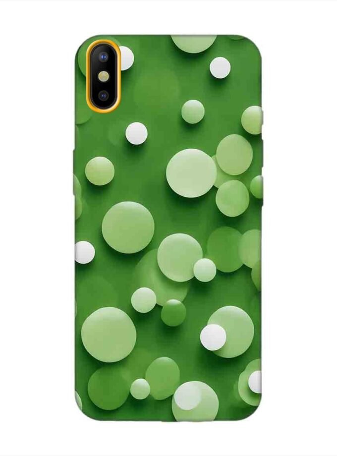 Printed Mobile Back Covers for Tecno Camon Iace 2X close up green background with white polka dots