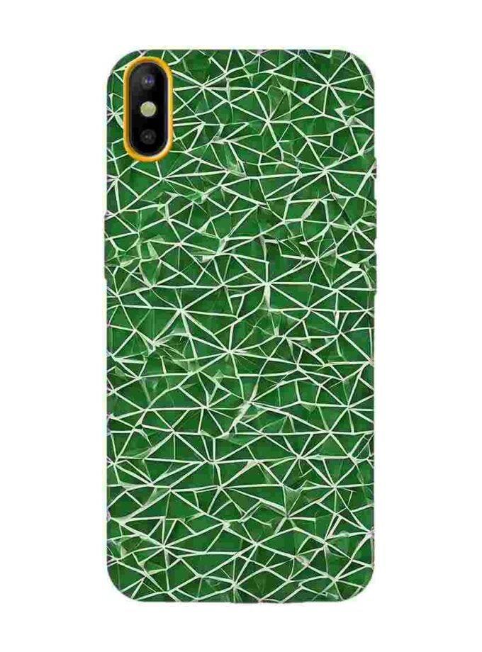 Printed Mobile Back Covers for Tecno Camon Iace 2X close up green white geometric pattern