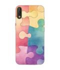 Printed Mobile Back Covers for Tecno Camon Isky 3 close up colorful puzzle piece