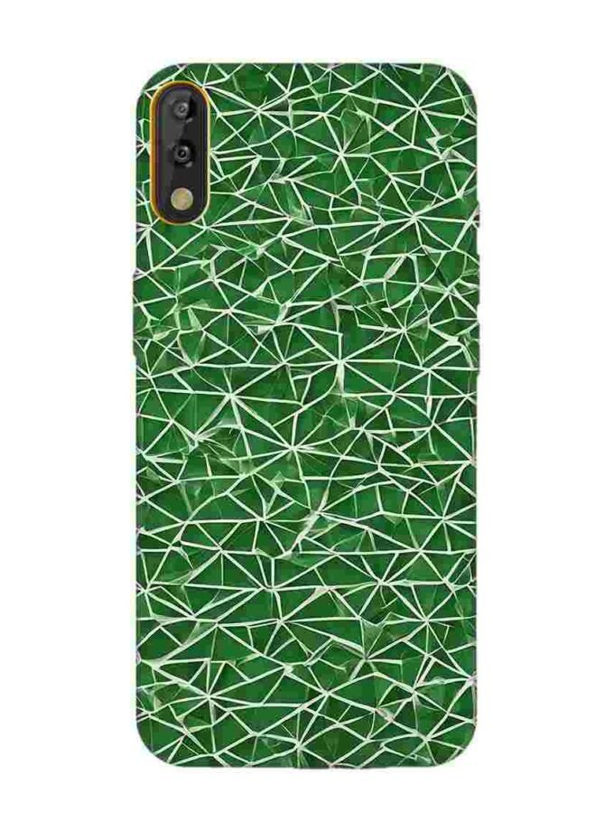 Printed Mobile Back Covers for Tecno Camon Isky 3 close up green white geometric pattern