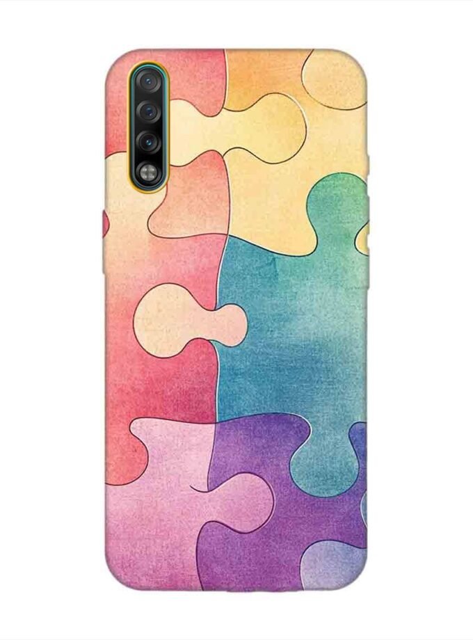 Printed Mobile Back Covers for Tecno Phantom 9 close up colorful puzzle piece