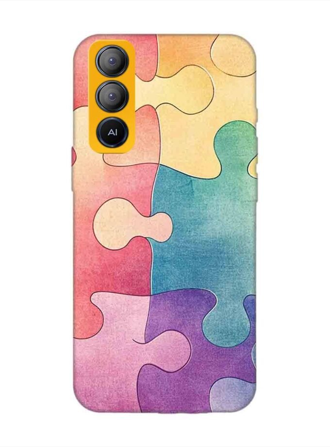 Printed Mobile Back Covers for Tecno Pop 5 Lite close up colorful puzzle piece