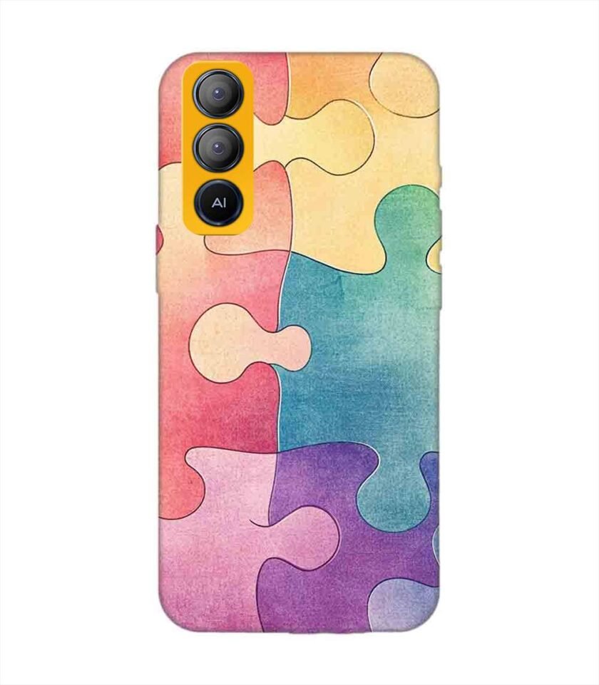 Printed Mobile Back Covers for Tecno Pop 5 Lite close up colorful puzzle piece