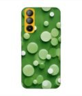 Printed Mobile Back Covers for Tecno Pop 5 Lite close up green background with white polka dots