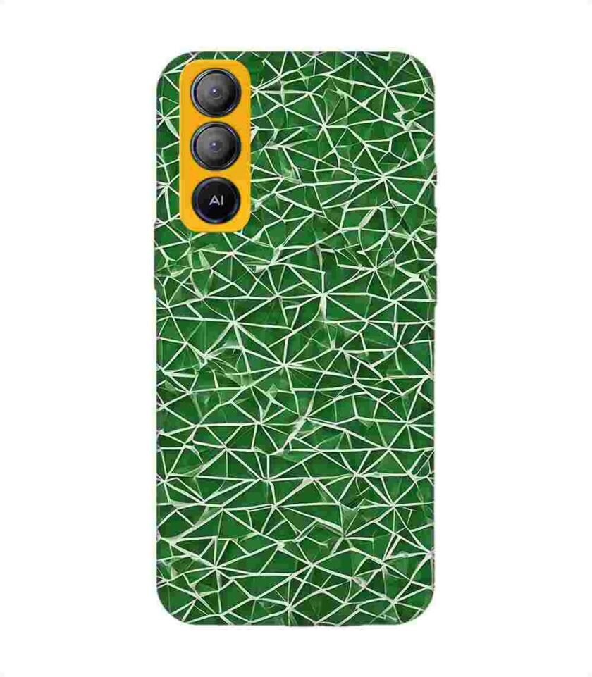 Printed Mobile Back Covers for Tecno Pop 5 Lite close up green white geometric pattern