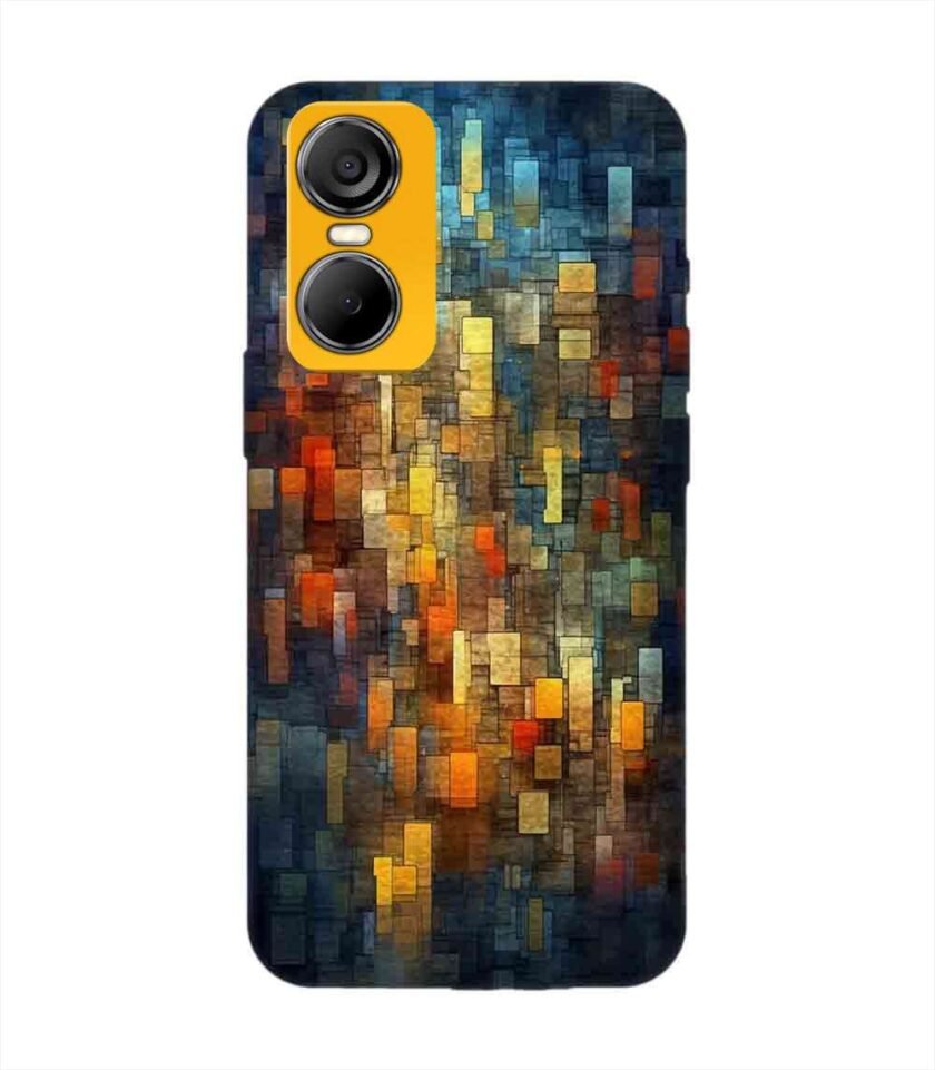 Printed Mobile Back Covers for Tecno Pop 6 Pro close up colorful mosaic squares shapes