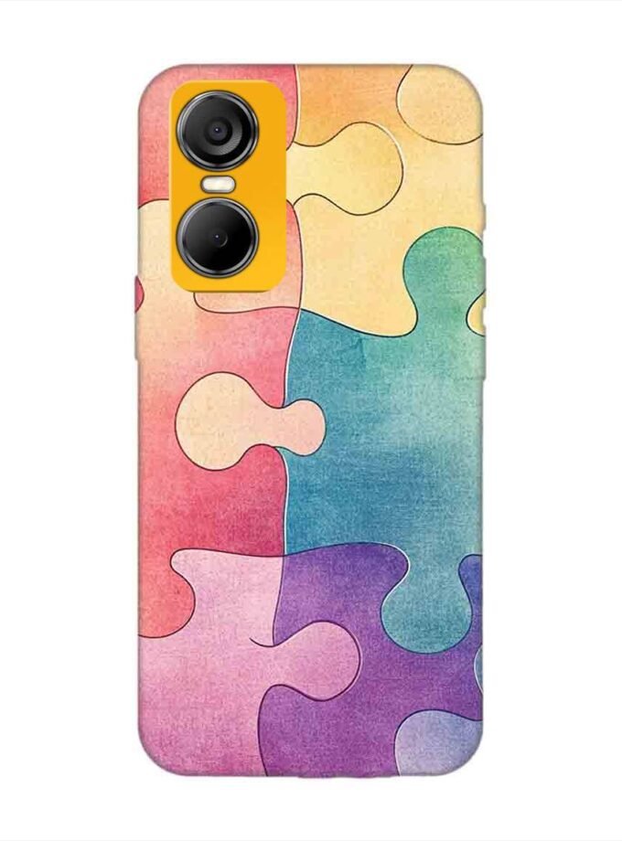Printed Mobile Back Covers for Tecno Pop 6 Pro close up colorful puzzle piece