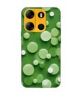Printed Mobile Back Covers for Tecno Pop 7 Pro close up green background with white polka dots