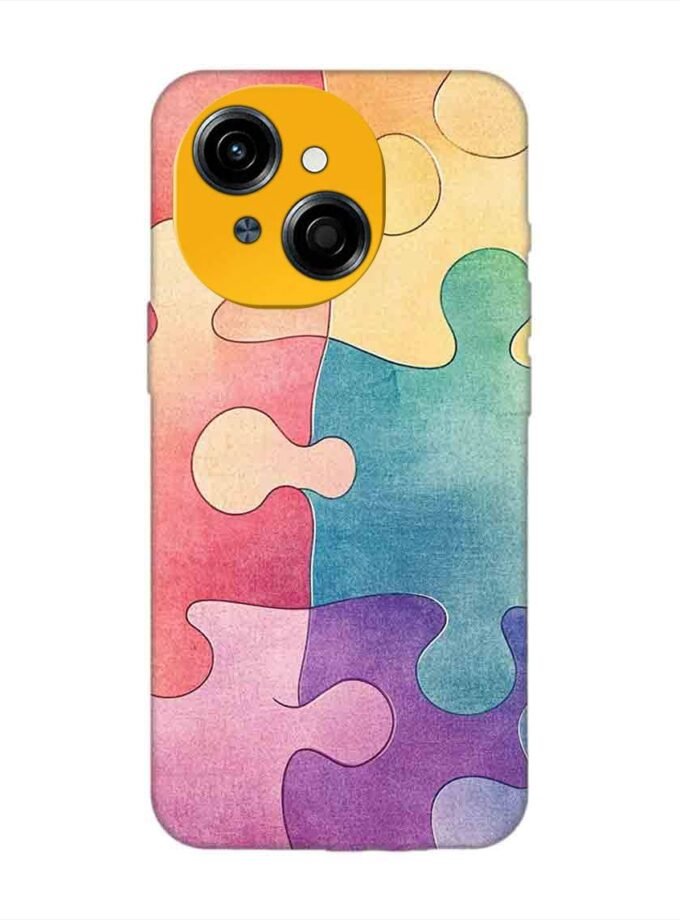 Custom Printed Case Cover for Tecno Pop 9 (4G) close up colorful puzzle piece