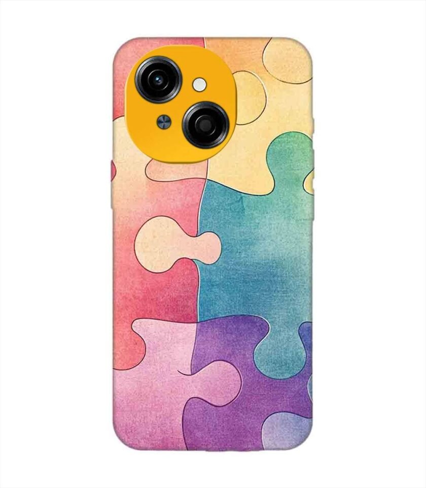 Custom Printed Case Cover for Tecno Pop 9 (4G) close up colorful puzzle piece