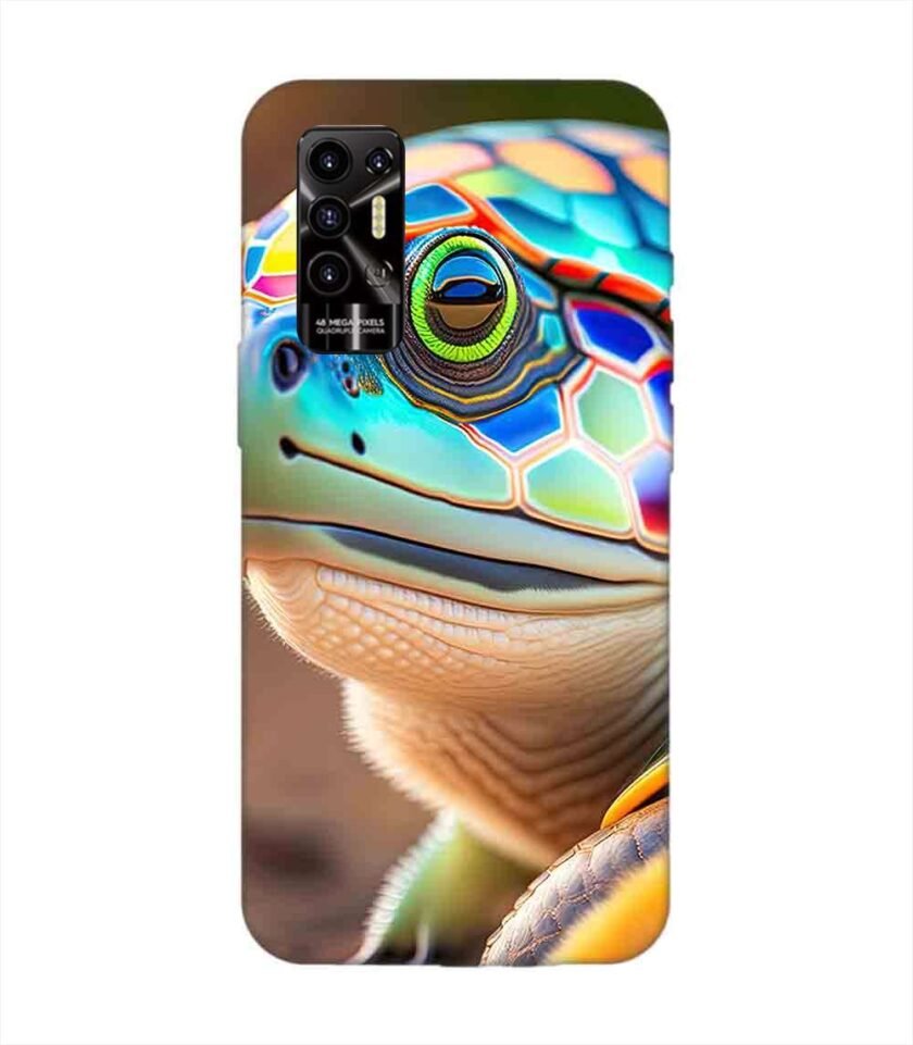 Printed Mobile Back Covers for Tecno Pova 2 close up cute turtle