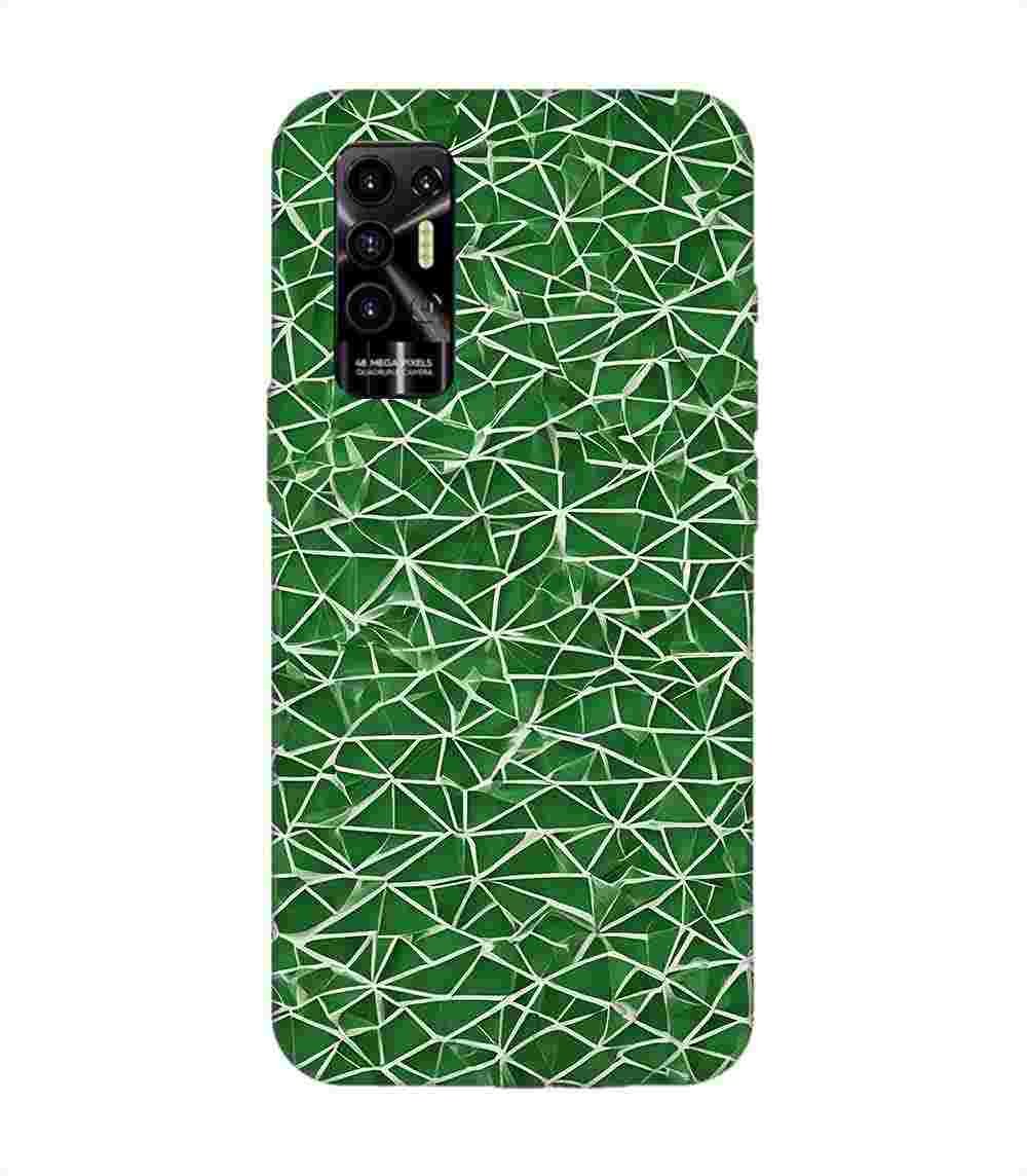 Printed Mobile Back Covers for Tecno Pova 2 close up green white geometric pattern