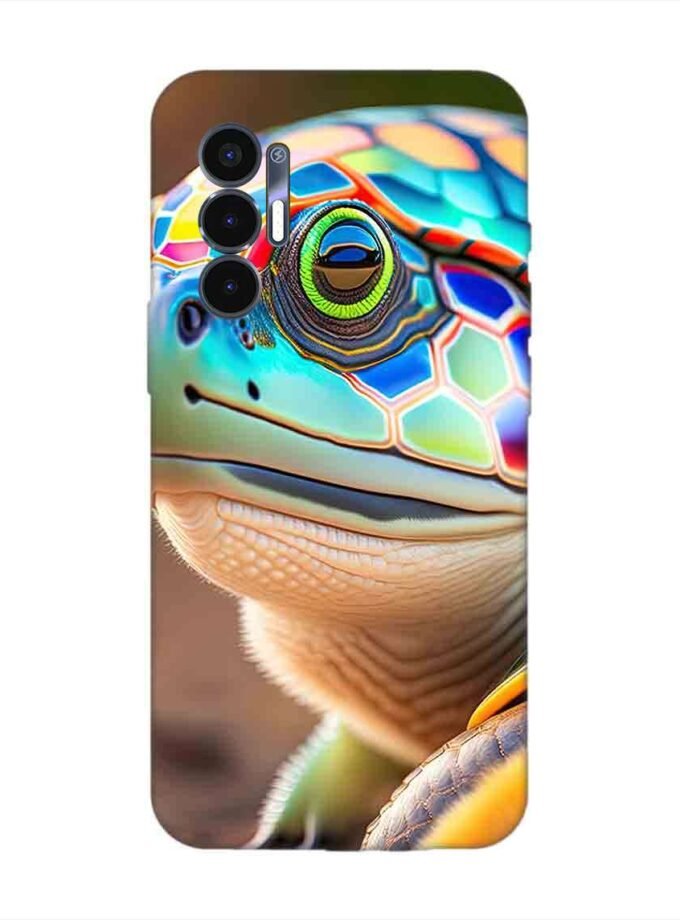 Printed Mobile Back Covers for Tecno Pova 3 close up cute turtle