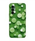 Printed Mobile Back Covers for Tecno Pova 3 close up green background with white polka dots