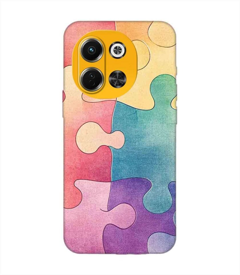 Printed Mobile Back Covers for Tecno Pova 6 Neo (5G) close up colorful puzzle piece