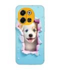 Printed Mobile Back Covers for Tecno Pova 6 Neo (5G) close up dog looking out hole wall
