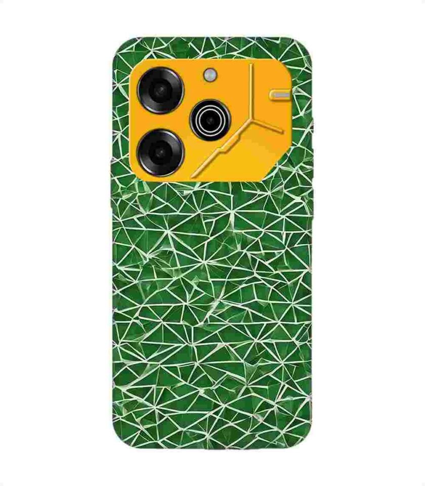 Printed Mobile Back Covers for Tecno Pova 6 Pro (5G) close up green white geometric pattern