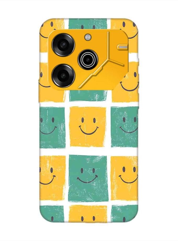 Printed Mobile Back Covers for Tecno Pova 6 Pro (5G) close up pattern smiley faces