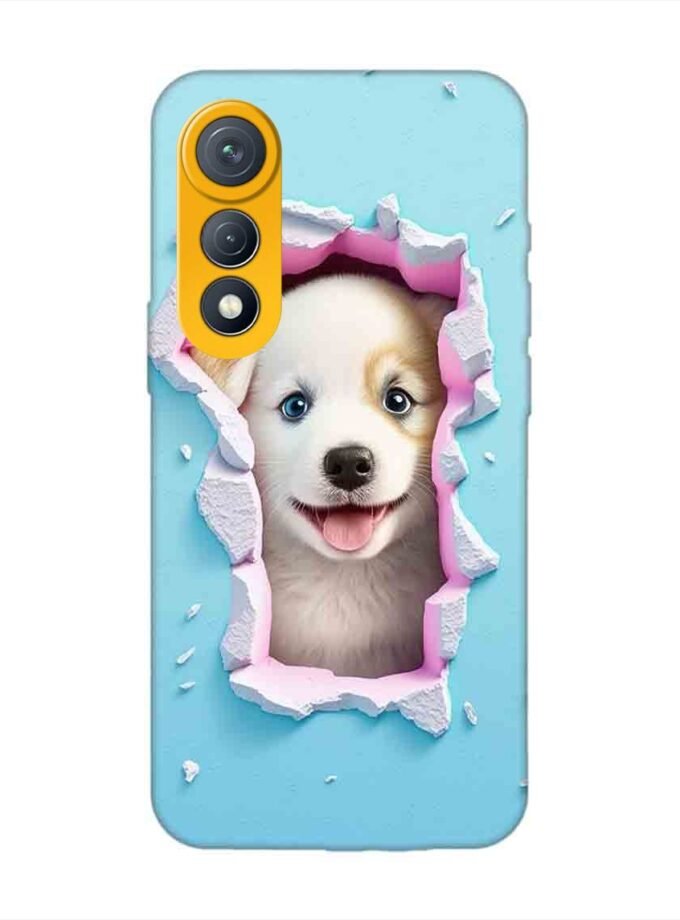 Custom Printed Case Cover for Tecno Pova Curve (5G) close up dog looking out hole wall