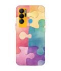 Printed Mobile Back Covers for Tecno Pova Neo close up colorful puzzle piece