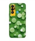 Printed Mobile Back Covers for Tecno Pova Neo close up green background with white polka dots