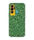 Printed Mobile Back Covers for Tecno Pova Neo close up green white geometric pattern