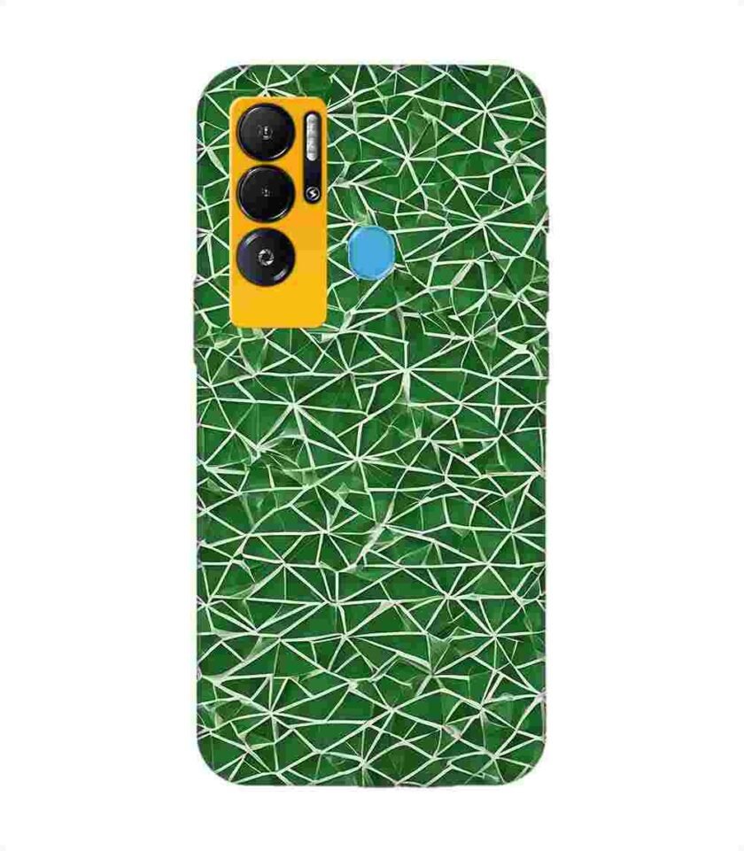 Printed Mobile Back Covers for Tecno Pova Neo close up green white geometric pattern