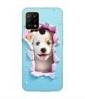 Printed Mobile Back Covers for Tecno Pova close up dog looking out hole wall