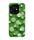 Printed Mobile Back Covers for Tecno Spark 10 (4G) close up green background with white polka dots