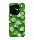 Printed Mobile Back Covers for Tecno Spark 10C close up green background with white polka dots